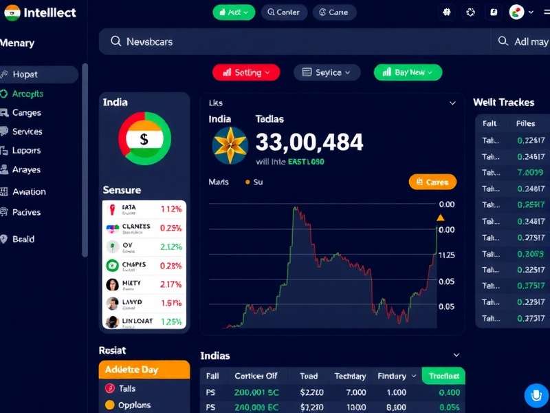 Investment Intellect main dashboard showing Indian stock market simulation with rupee currency